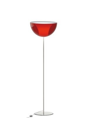 Pedrali L002ST/BA Transparant Rood- STAANDE LAMP MET HALF RONDE KUNSTSTOF KAP