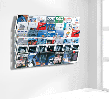kussen opvolger Modderig Wand brochurehouder Concept 1x6, 6 A4 of magazine vakken boven elkaar, Wand  tijdschriftenhouder, tijdschriftenrek