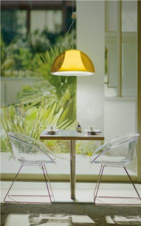 Pedrali L002S/BA HANGLAMP RONDE KUNSTSTOF KAP - transparant geel